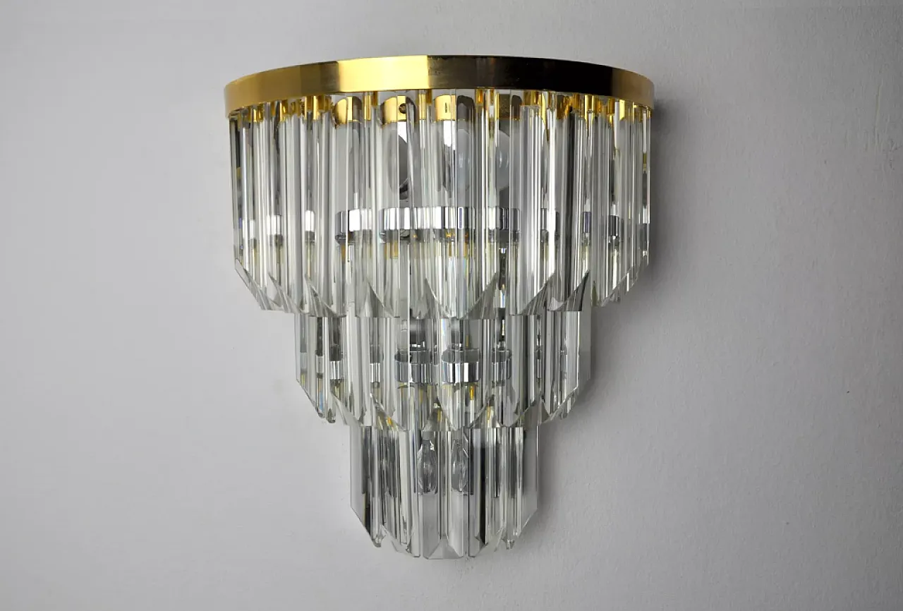 Murano glass and gilded metal wall sconce by Venini, 1970s 2