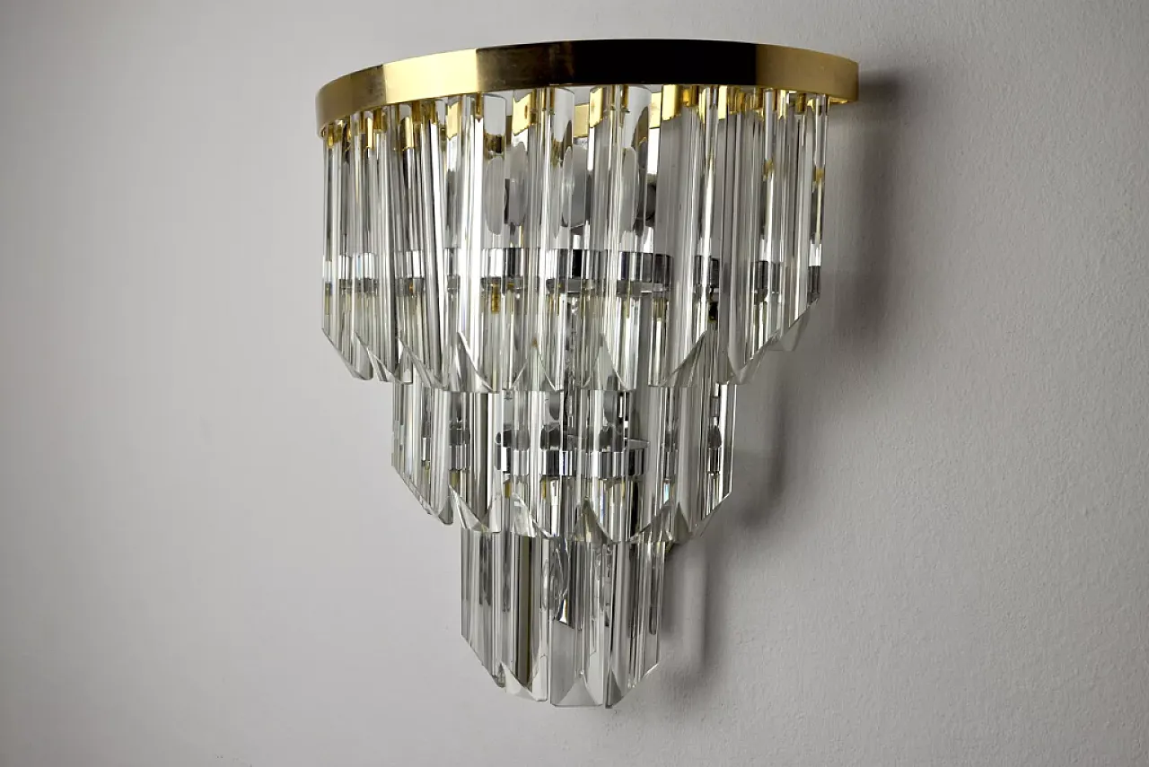 Murano glass and gilded metal wall sconce by Venini, 1970s 3