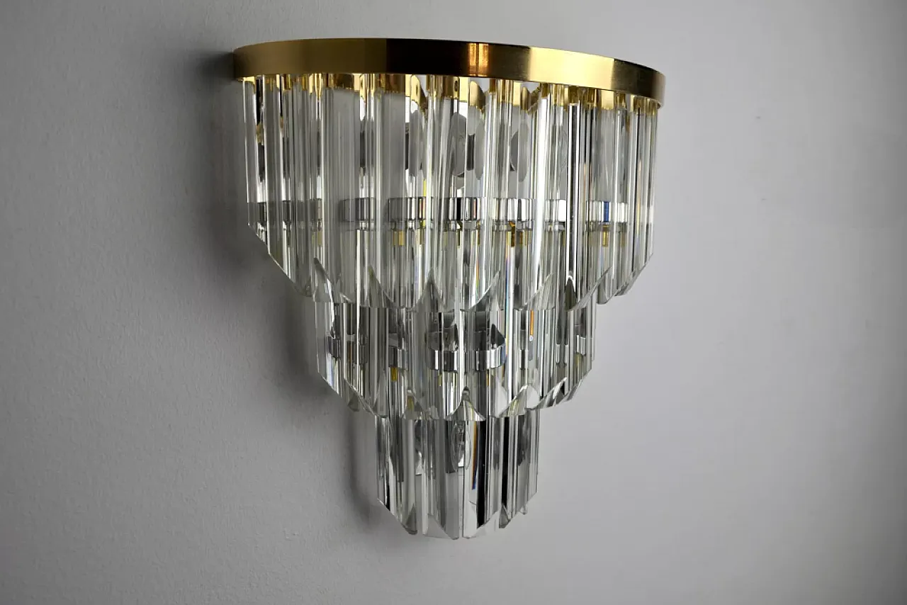 Murano glass and gilded metal wall sconce by Venini, 1970s 4