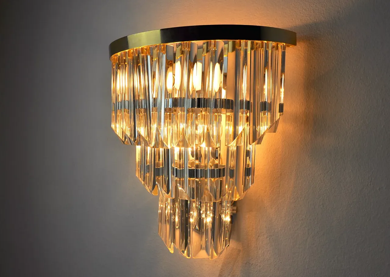 Murano glass and gilded metal wall sconce by Venini, 1970s 6