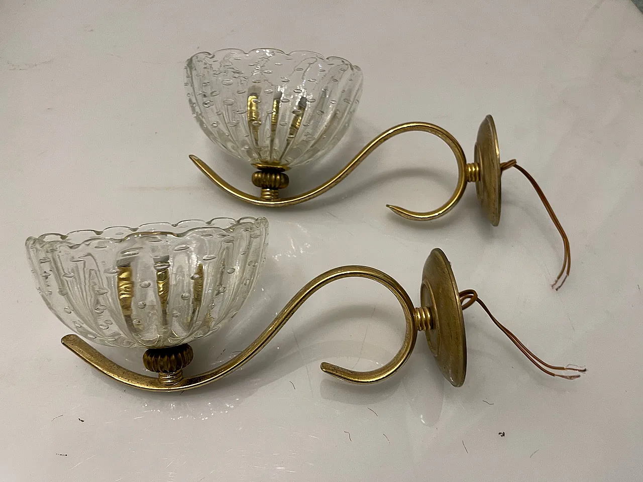 Murano Glass Pulegoso Brass sconces Set of 2 2