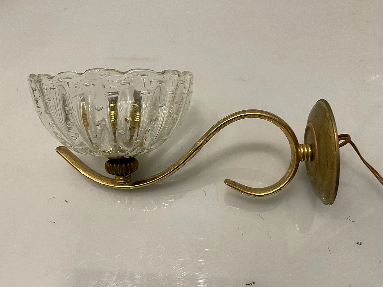 Murano Glass Pulegoso Brass sconces Set of 2 7