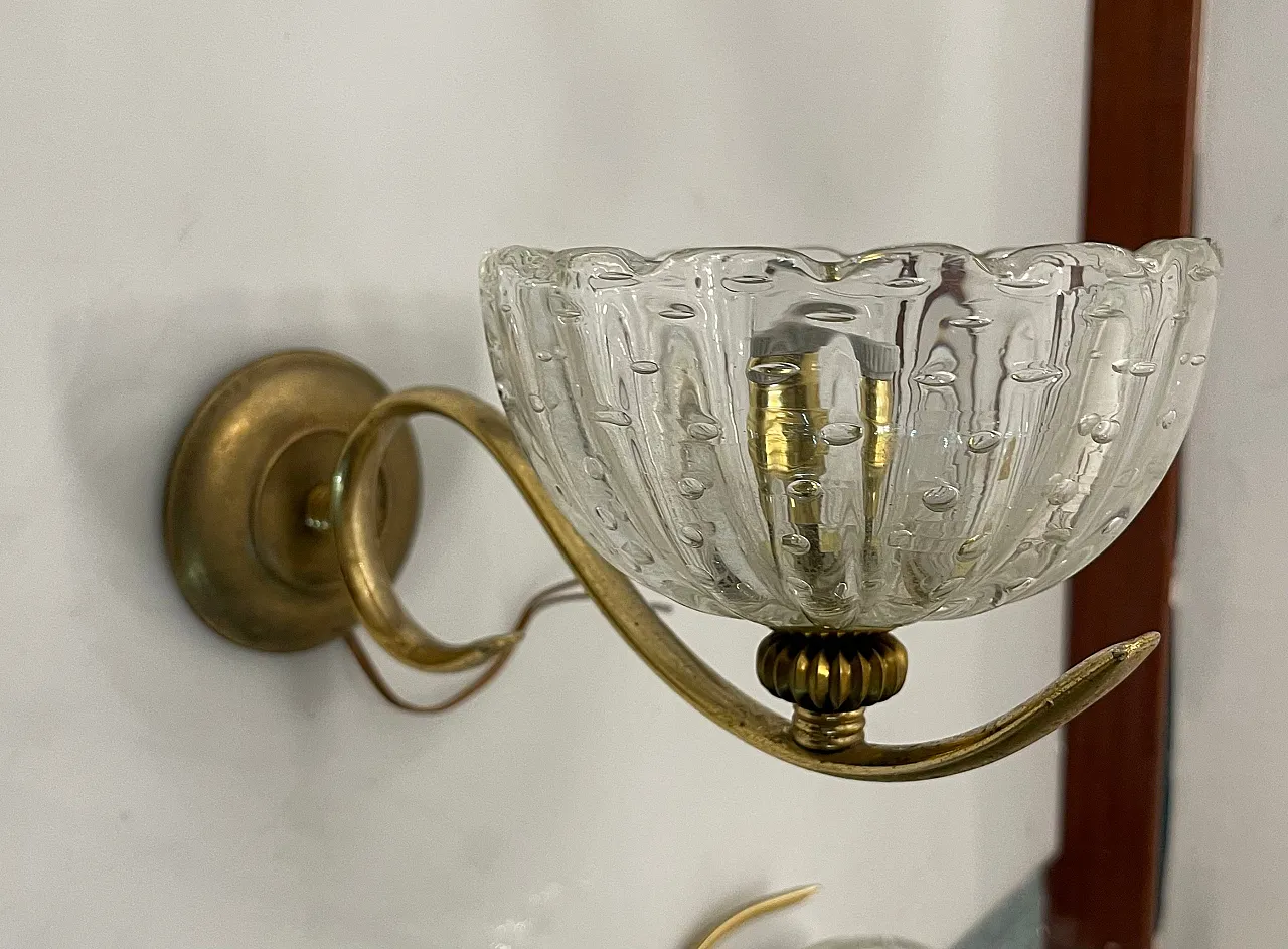 Murano Glass Pulegoso Brass sconces Set of 2 8