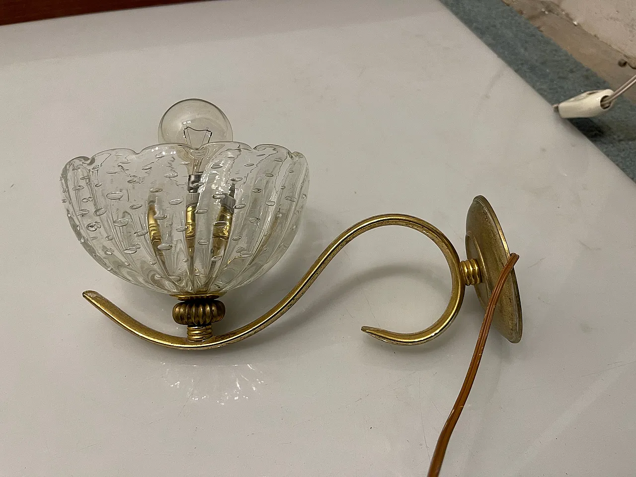 Murano Glass Pulegoso Brass sconces Set of 2 9