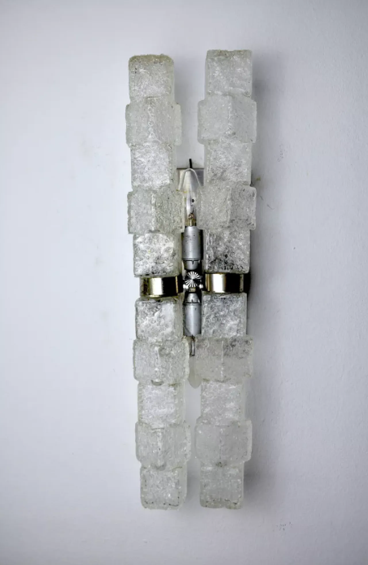 Murano glass wall lamp with frosted icicles, 1970s 2