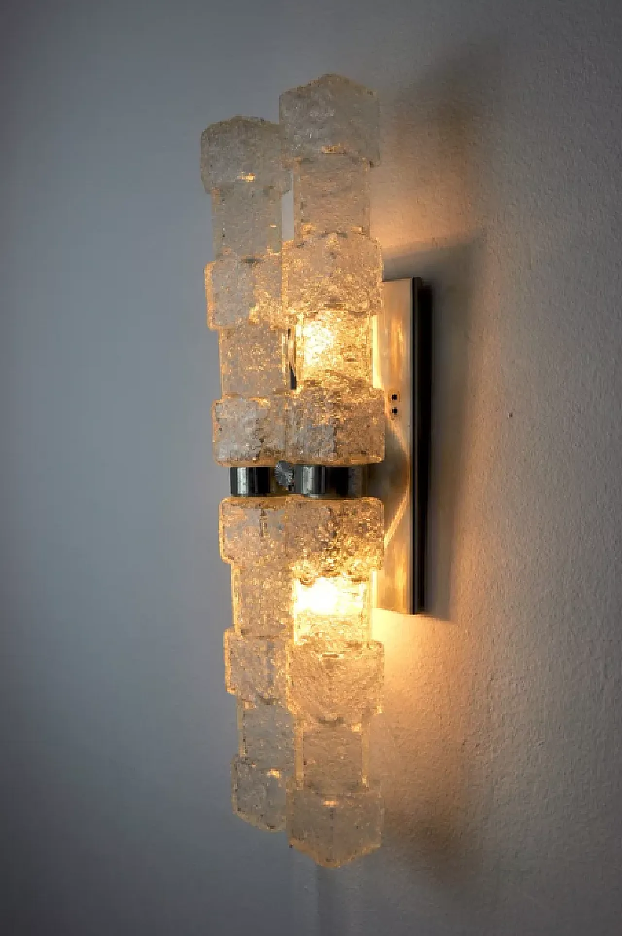 Murano glass wall lamp with frosted icicles, 1970s 6