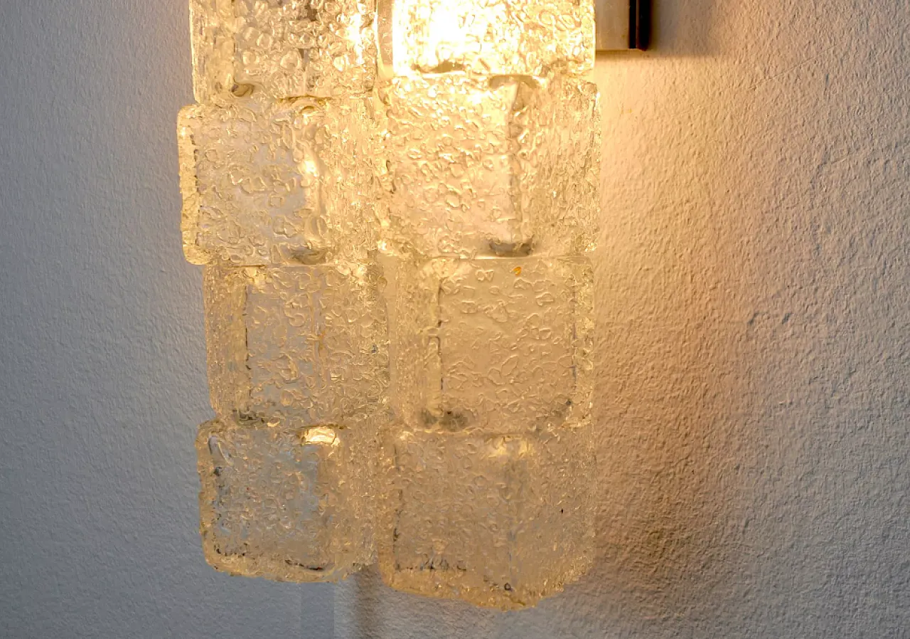 Murano glass wall lamp with frosted icicles, 1970s 8