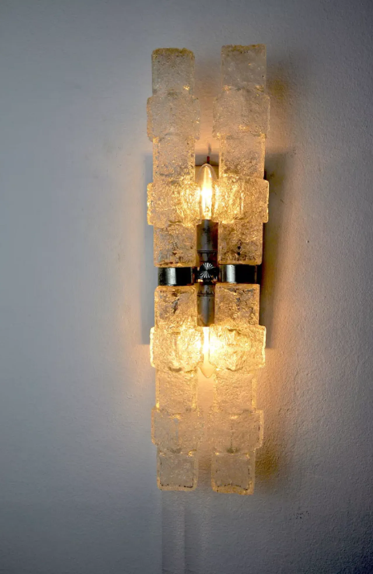 Murano glass wall lamp with frosted icicles, 1970s 10