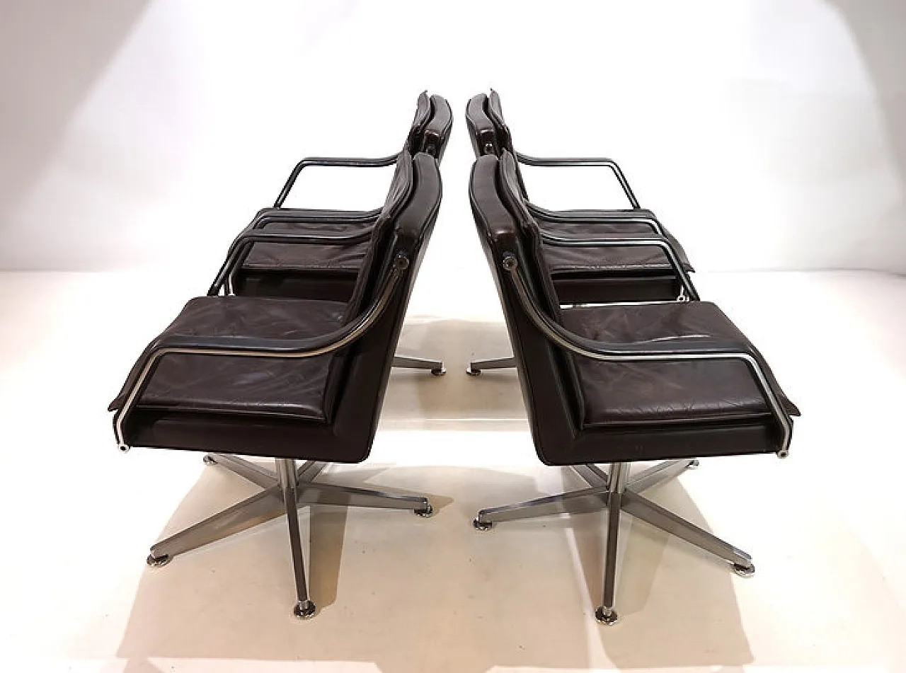 4 Leather chairs by Rudolf Berndt Glatzel for W. Knoll, 20th century 1