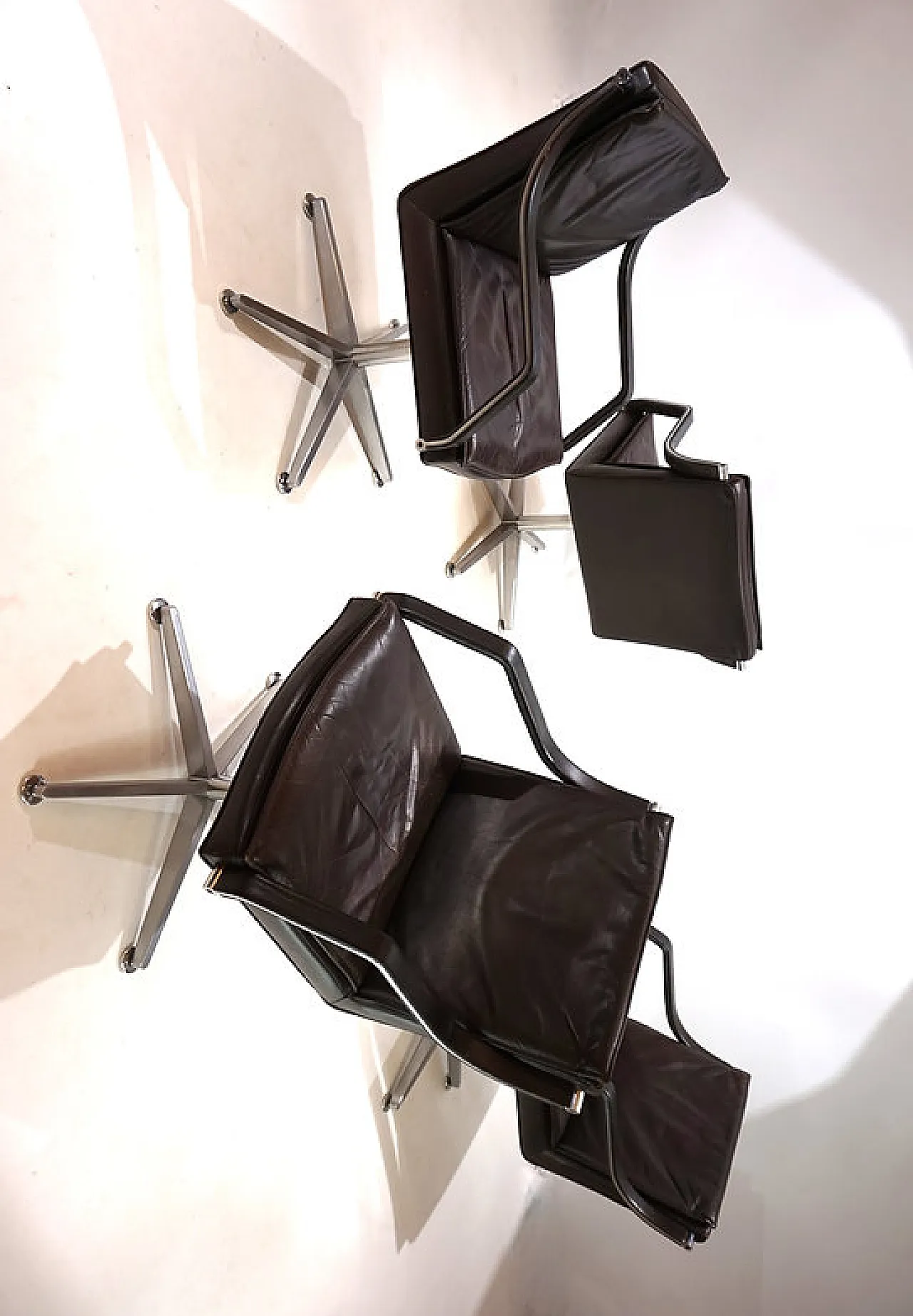 4 Leather chairs by Rudolf Berndt Glatzel for W. Knoll, 20th century 3