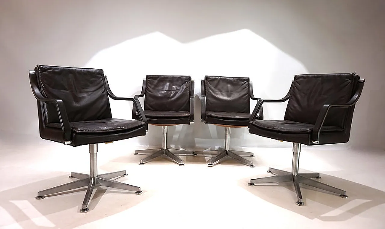 4 Leather chairs by Rudolf Berndt Glatzel for W. Knoll, 20th century 6