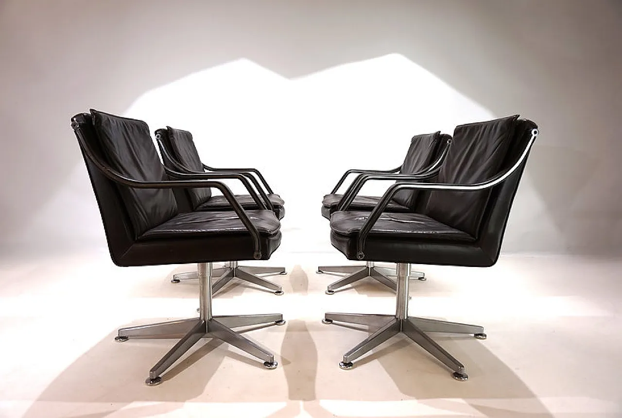 4 Leather chairs by Rudolf Berndt Glatzel for W. Knoll, 20th century 7