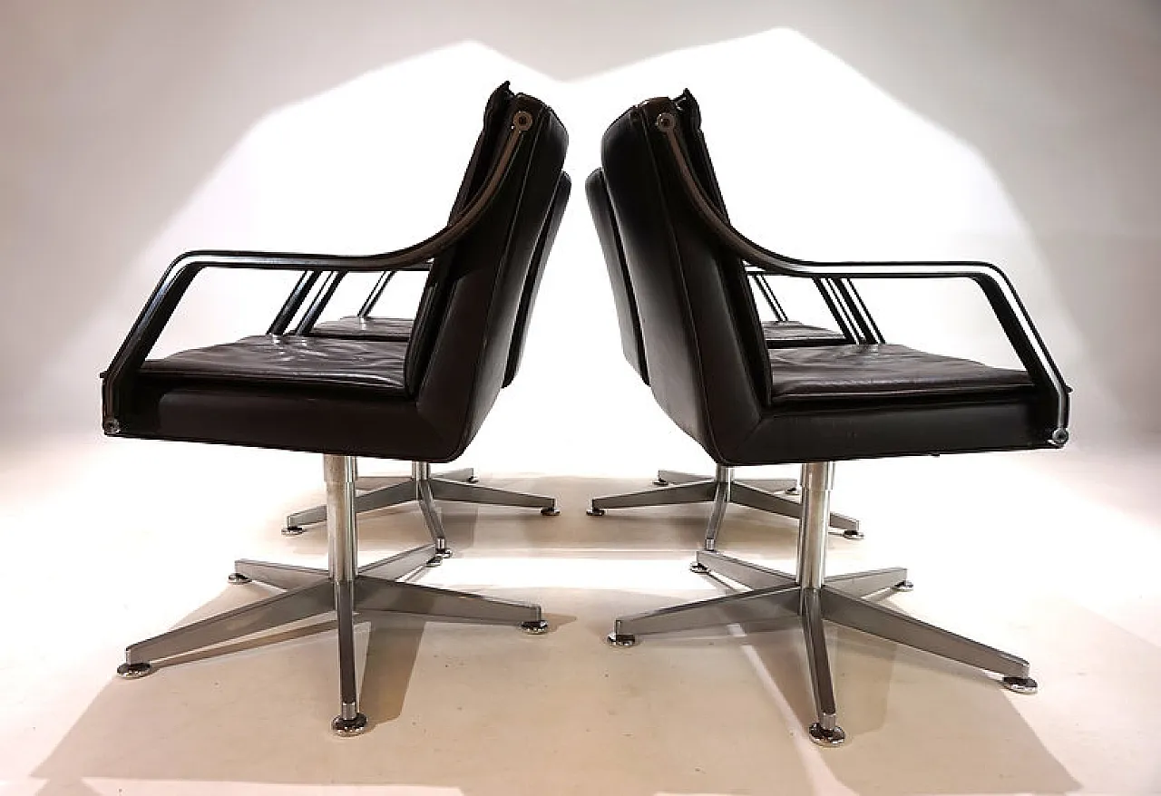 4 Leather chairs by Rudolf Berndt Glatzel for W. Knoll, 20th century 10