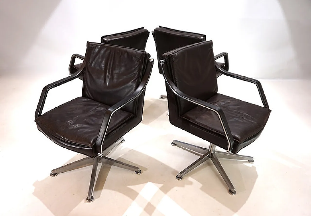 4 Leather chairs by Rudolf Berndt Glatzel for W. Knoll, 20th century 12