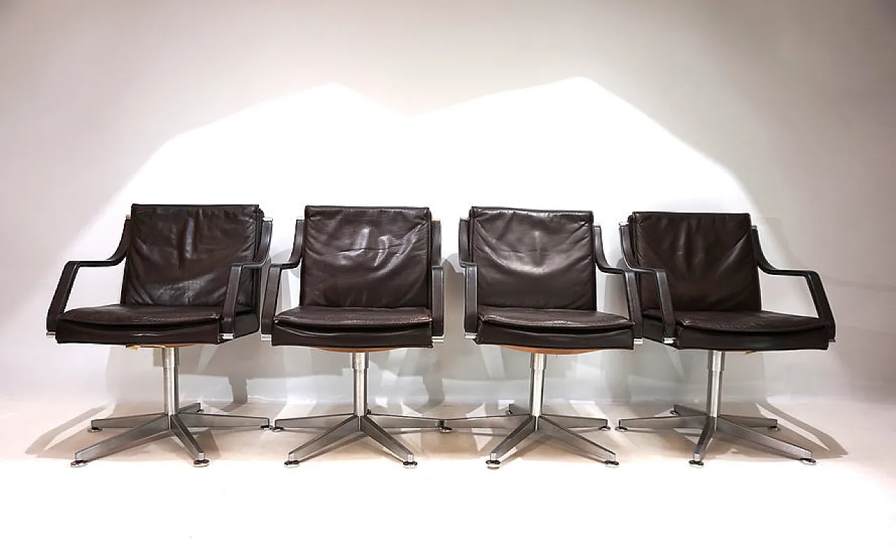 4 Leather chairs by Rudolf Berndt Glatzel for W. Knoll, 20th century 13