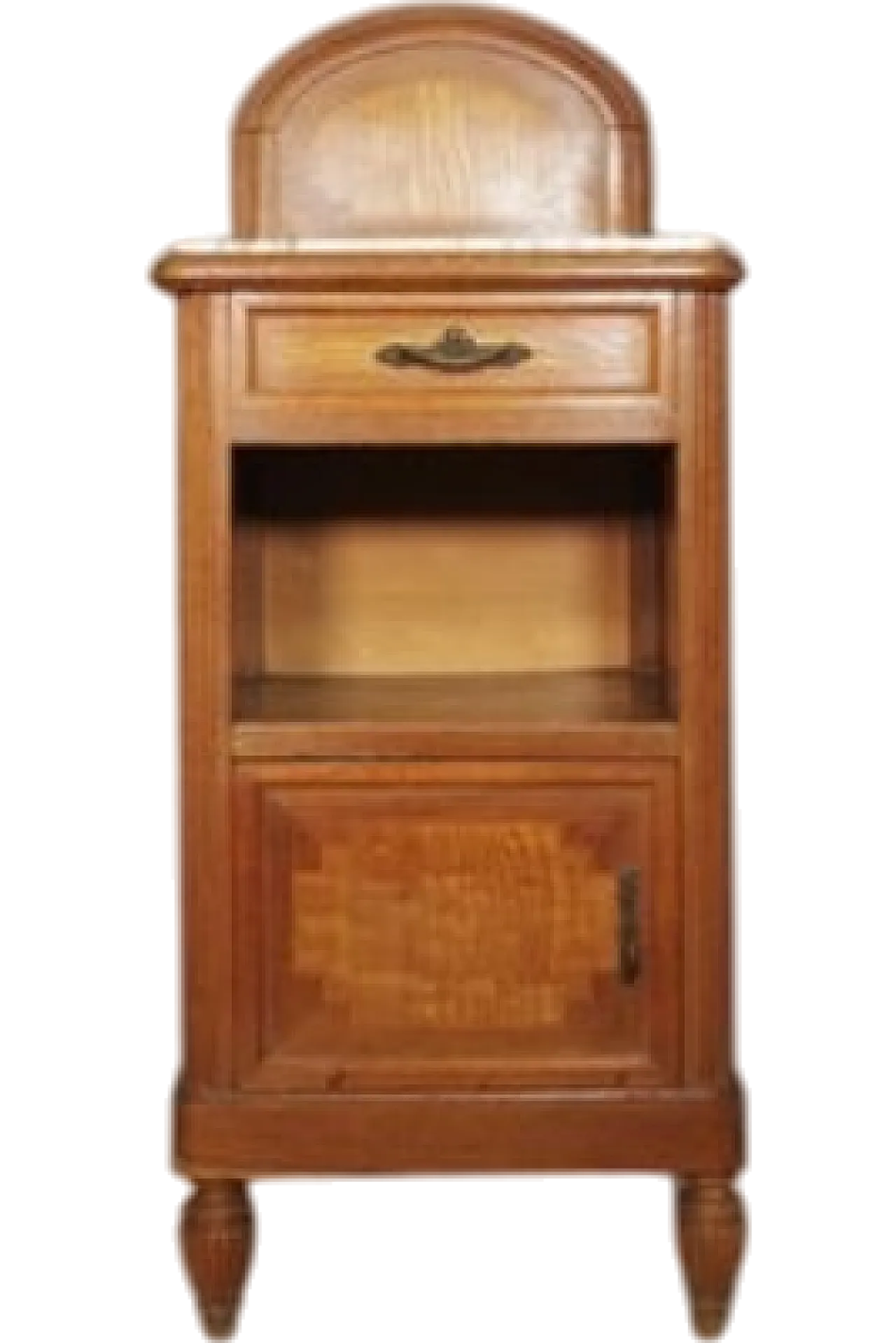 Wooden bedside table with marble top, 1940s 1473771