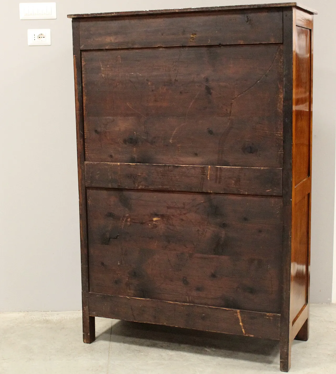 Impero chest with weekly drawers in solid walnut, 19th century 14