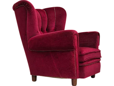 Danish armchair velour, 1960s