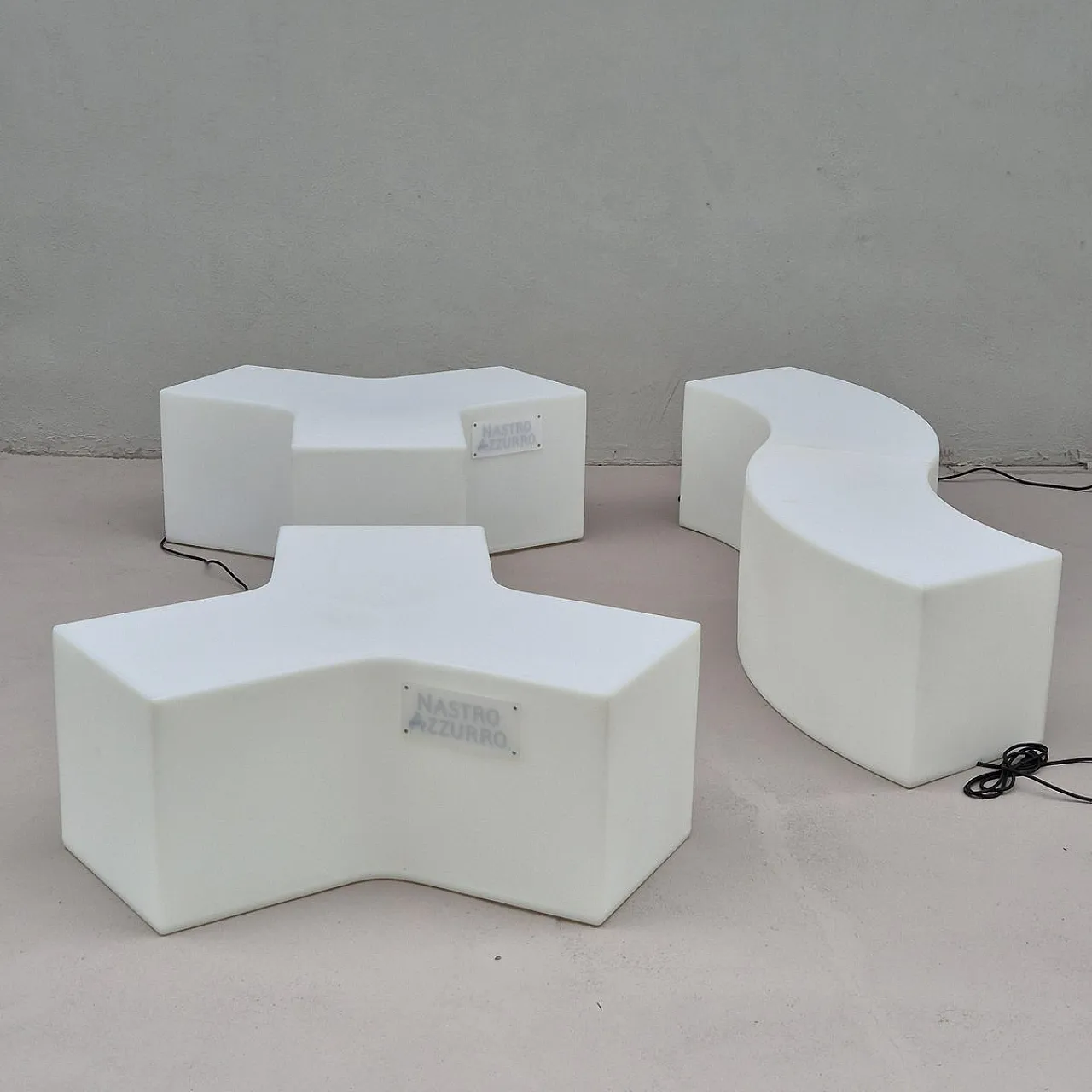 Ypsilon and Snake Modular and Luminous Benches Set from Slide, 2000s , Set of 4 2