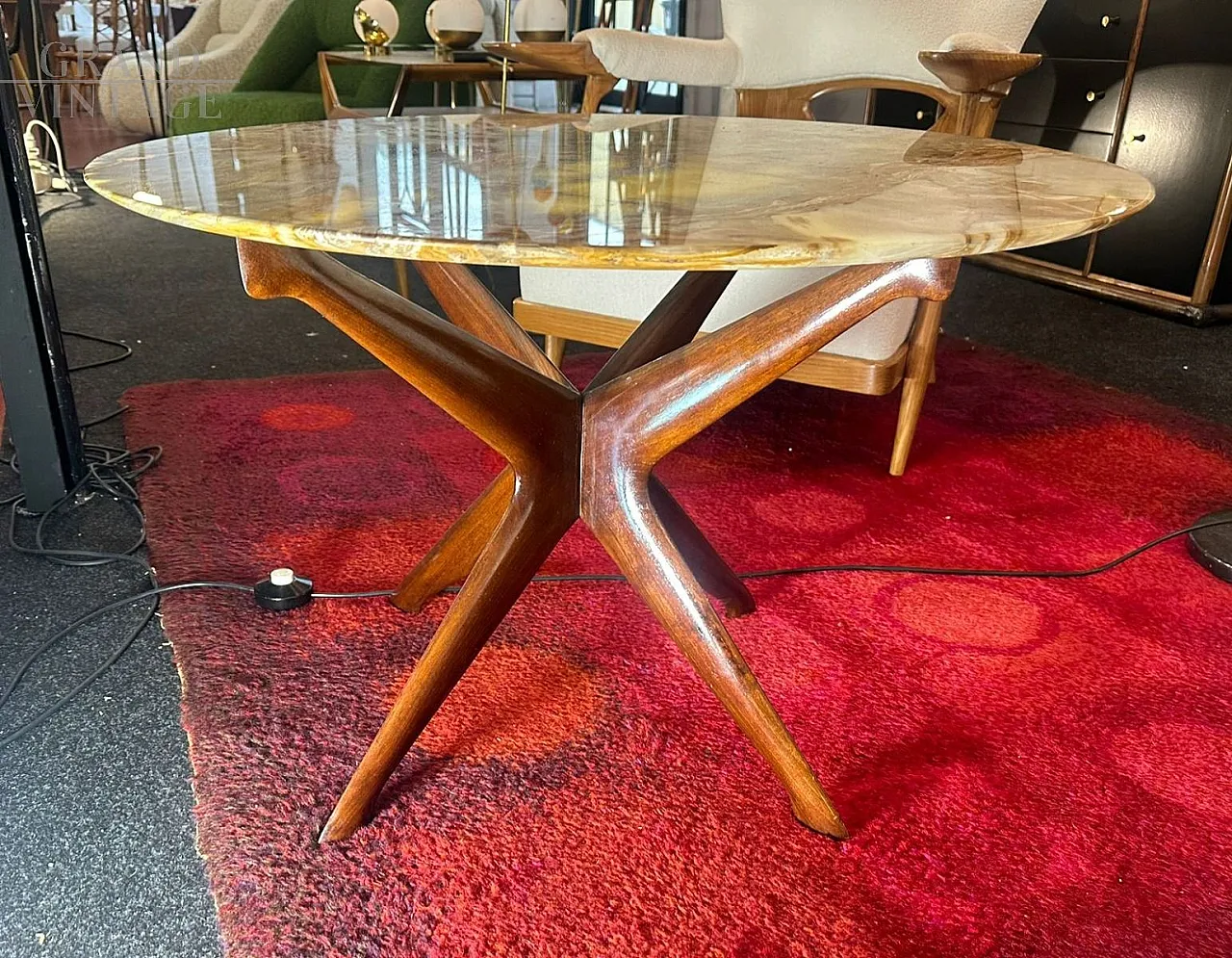 Wooden coffee table with onyx top by Ico Parisi, 1950s 5