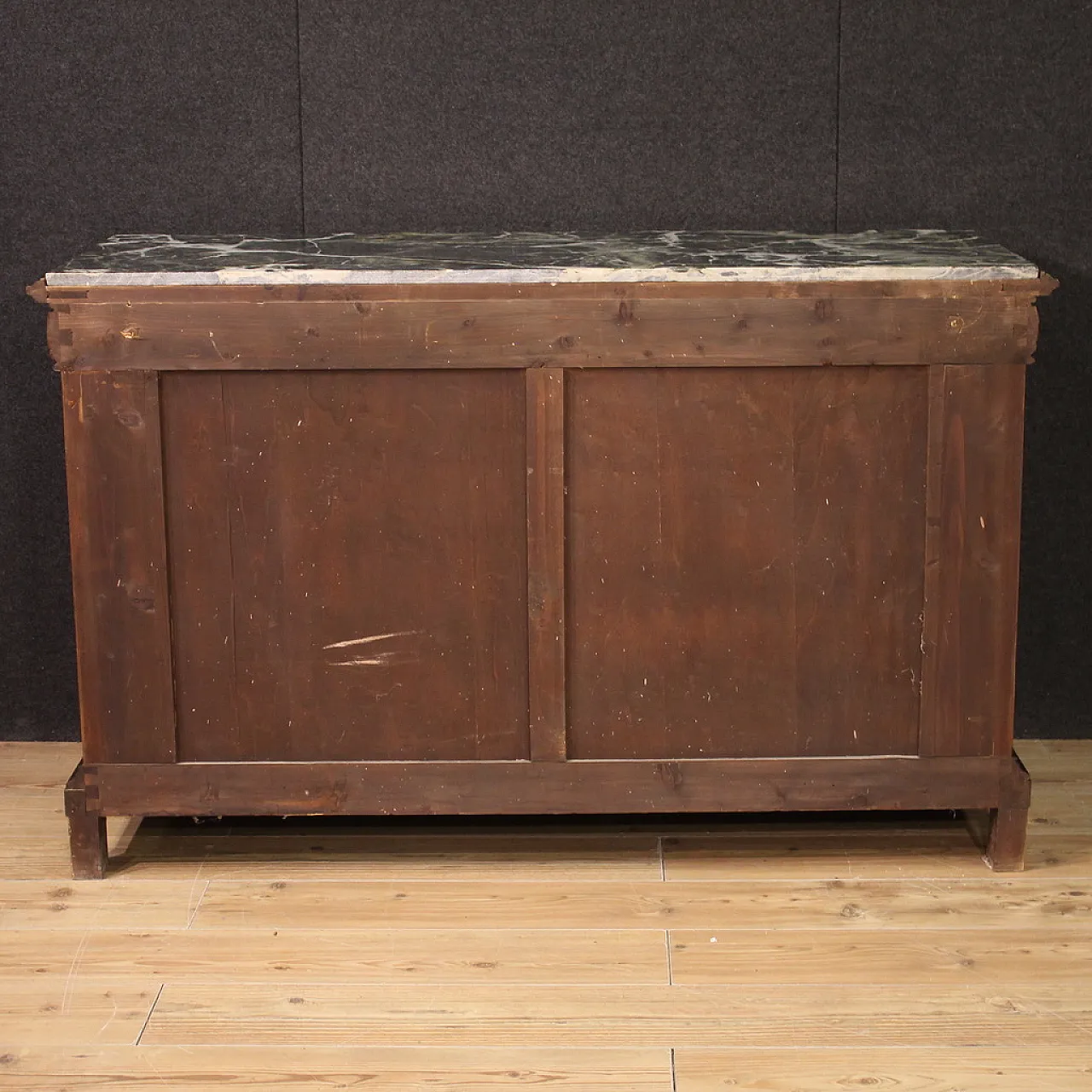 Empire style large Italian dresser with green marble top, 20th century 9