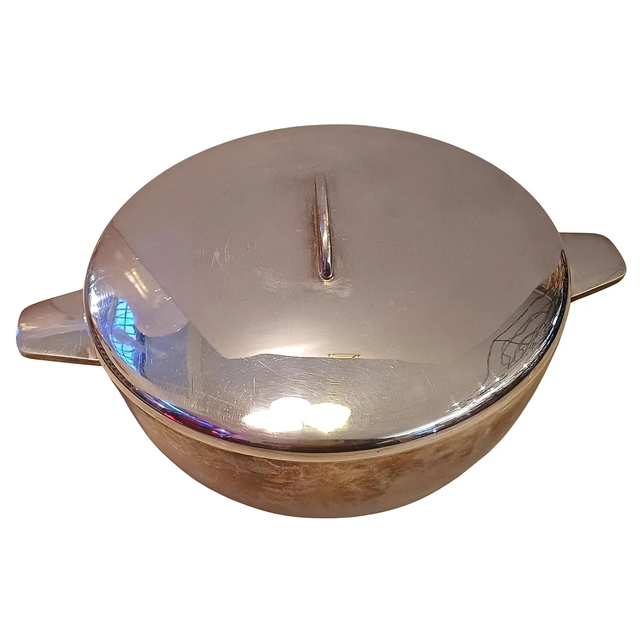 Italian nickel silver bowl by Gio Ponti for Fratelli Calderoni, 1950s 1