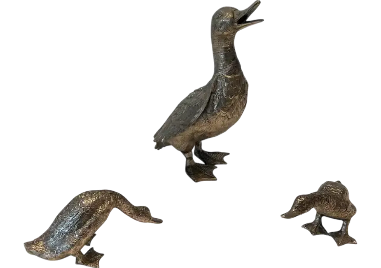 3 Silver-plated bronze ducks, 1970s 14