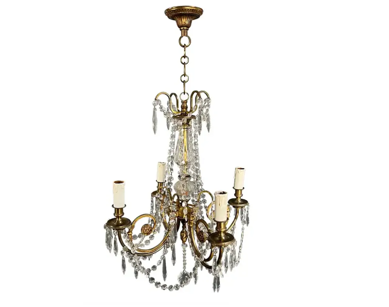 Louis XVI crystal and bronze chandelier, early 20th century 1