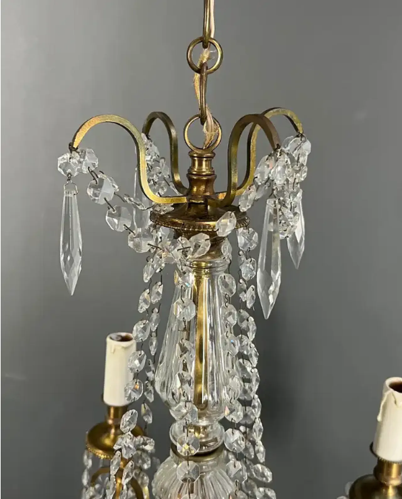 Louis XVI crystal and bronze chandelier, early 20th century 11