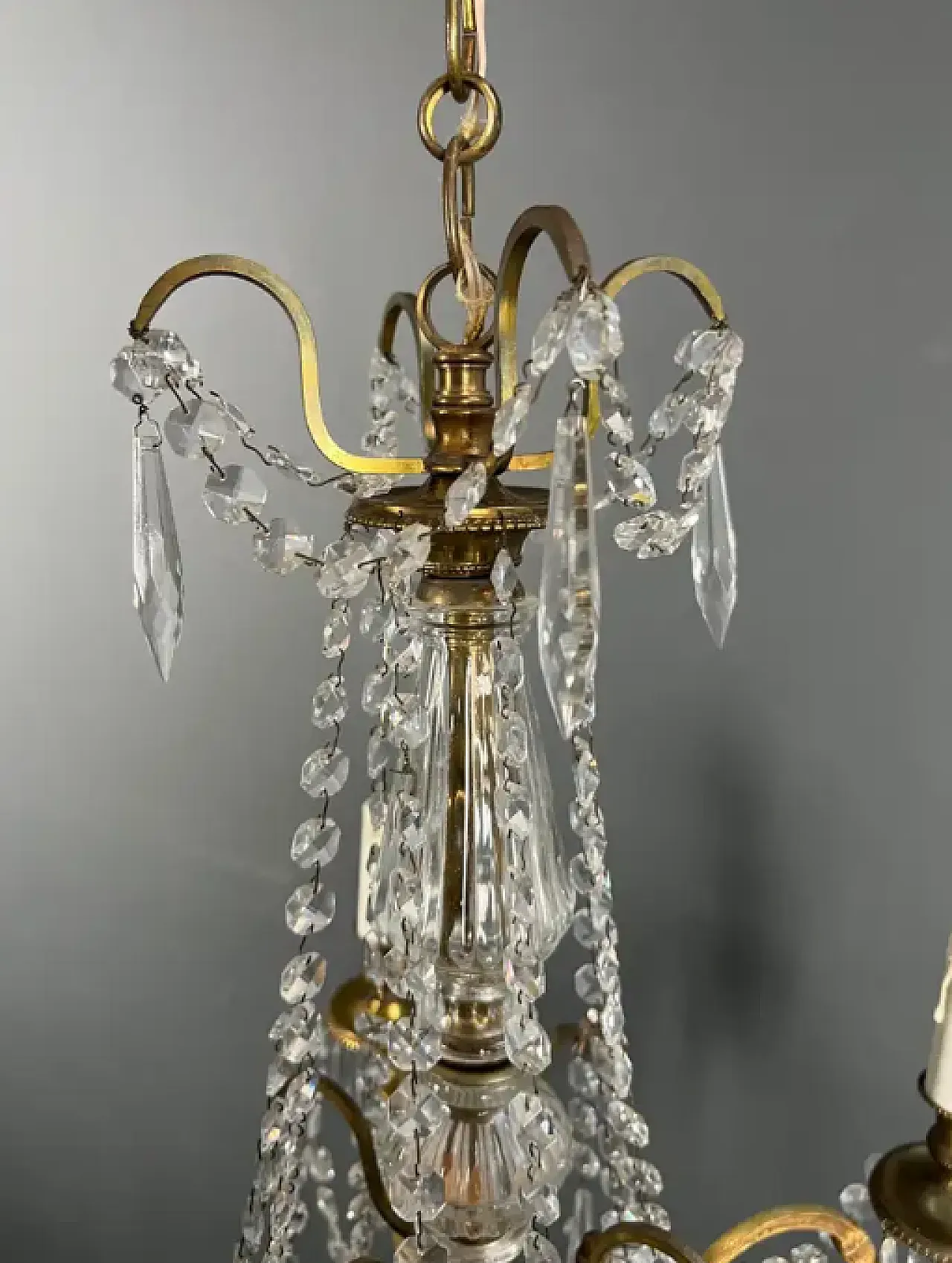 Louis XVI crystal and bronze chandelier, early 20th century 12