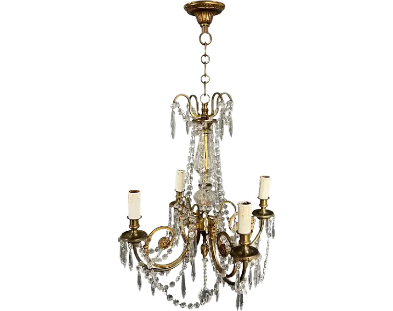 Louis XVI crystal and bronze chandelier, early 20th century 16