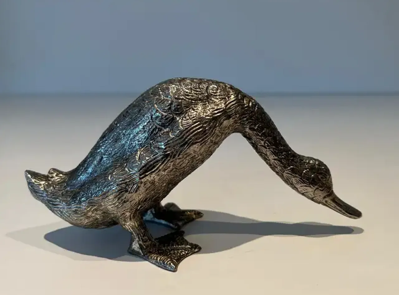 Silvered bronze duck, 1970s 8