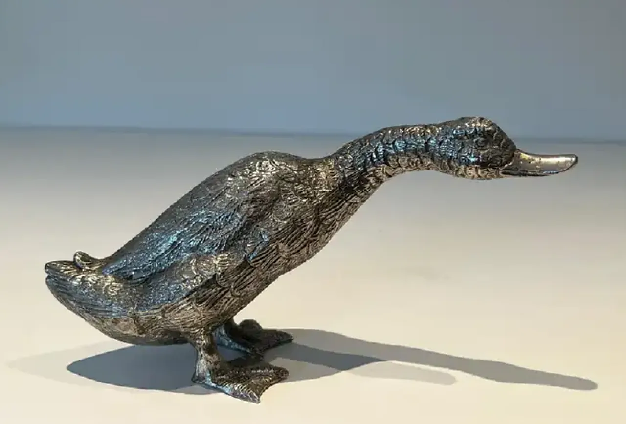 Silvered bronze duck, 1970s 9