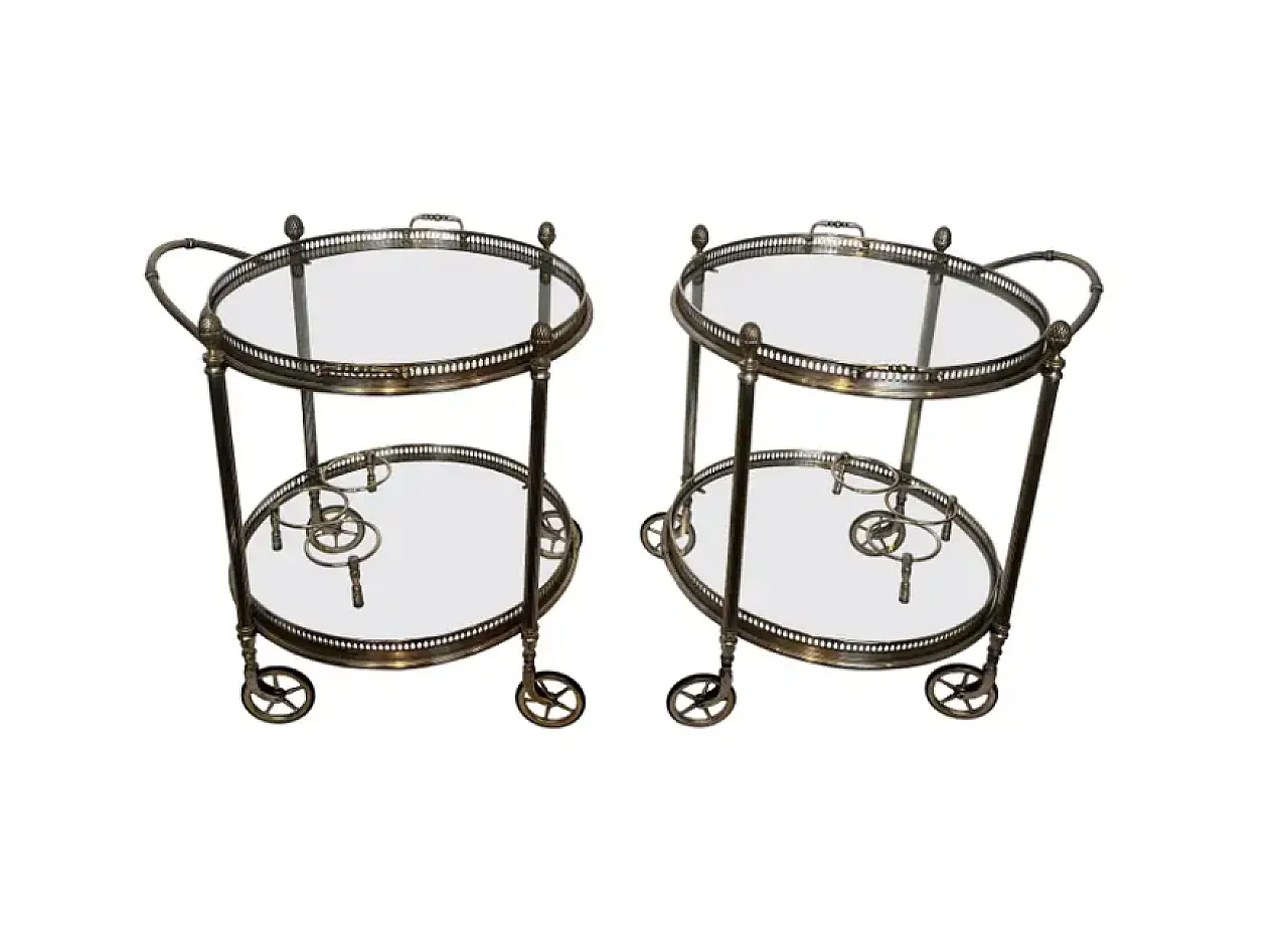 Pair of silver-plated brass trolleys by Maison Bagués, 1940s 1