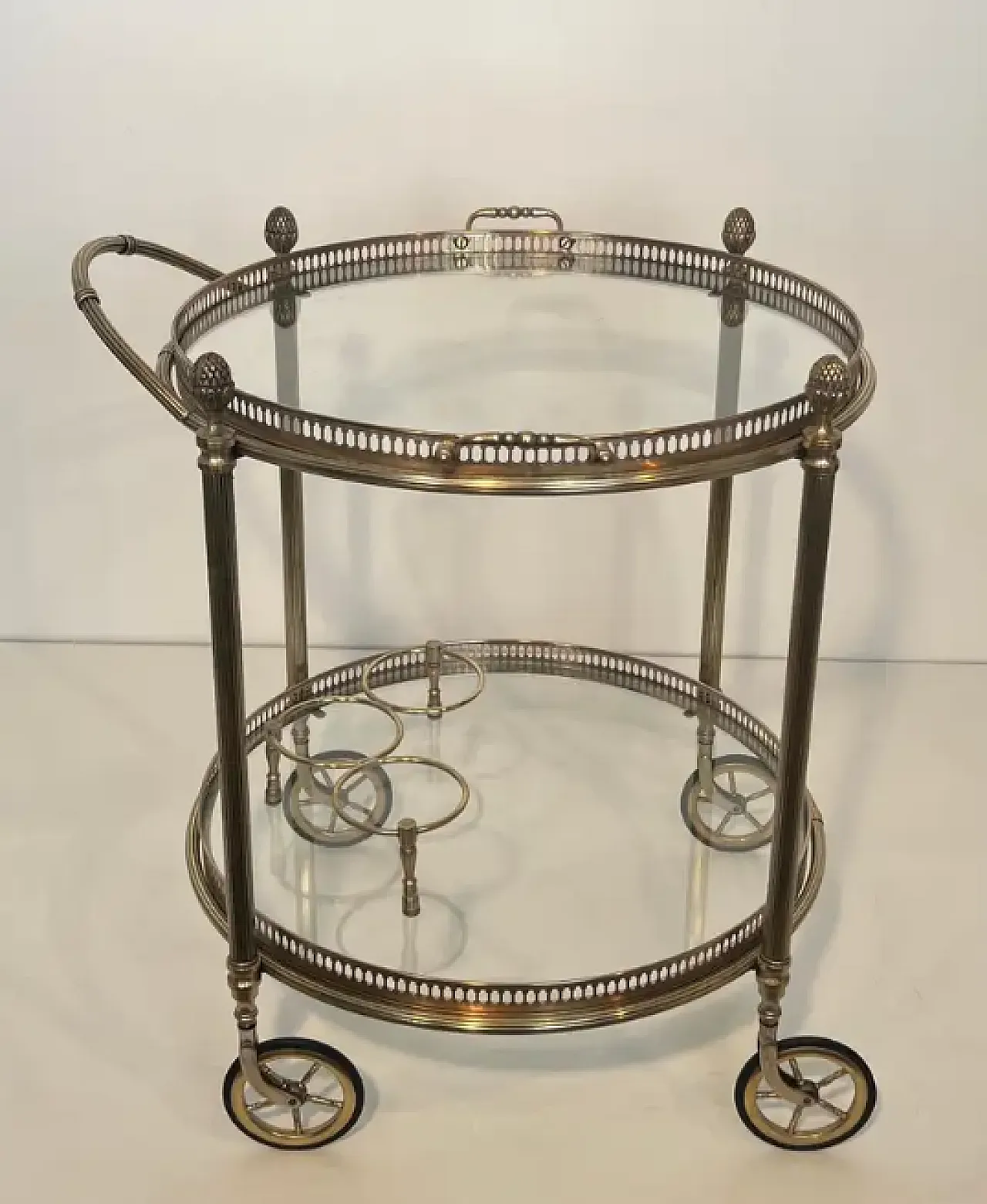 Pair of silver-plated brass trolleys by Maison Bagués, 1940s 3