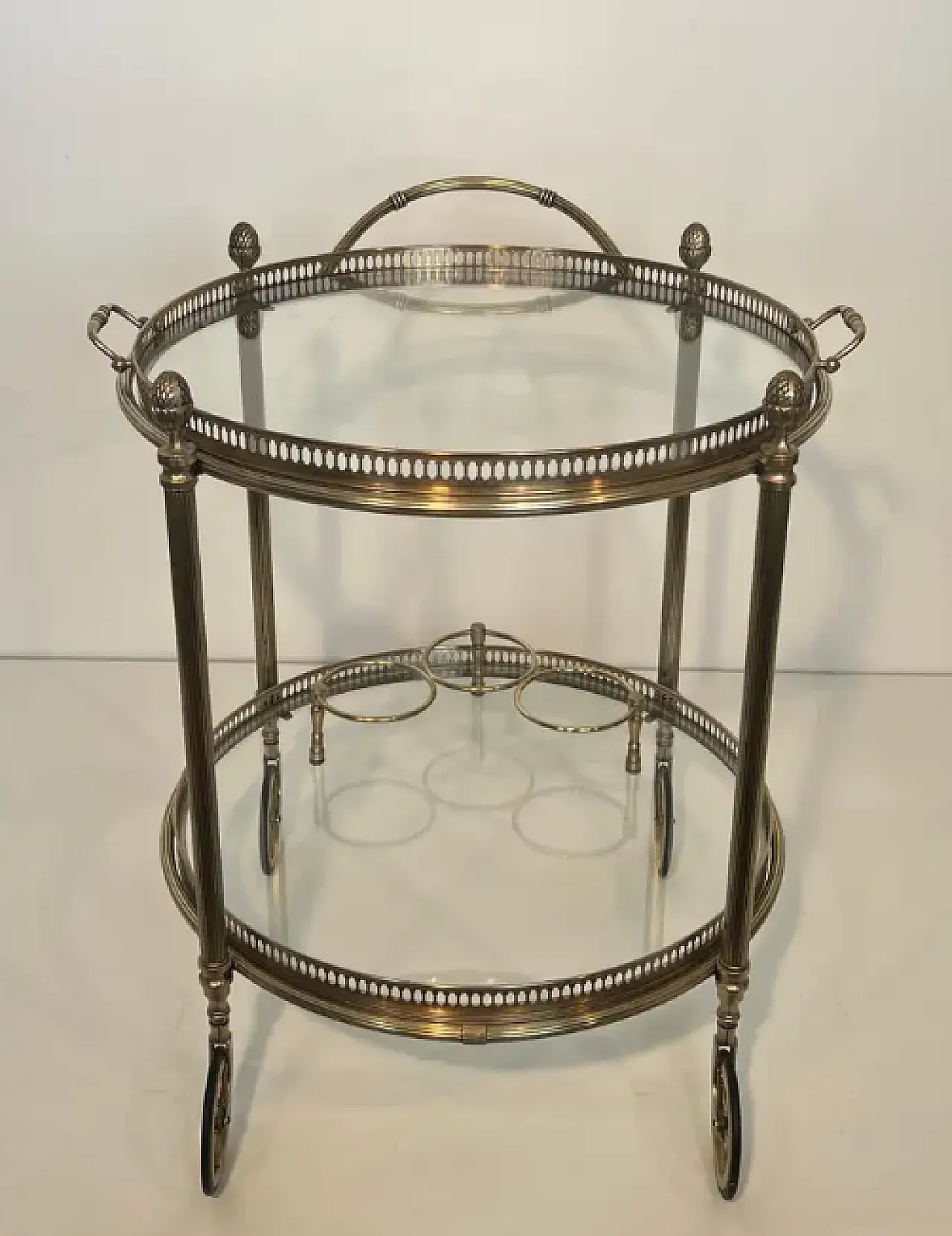 Pair of silver-plated brass trolleys by Maison Bagués, 1940s 4