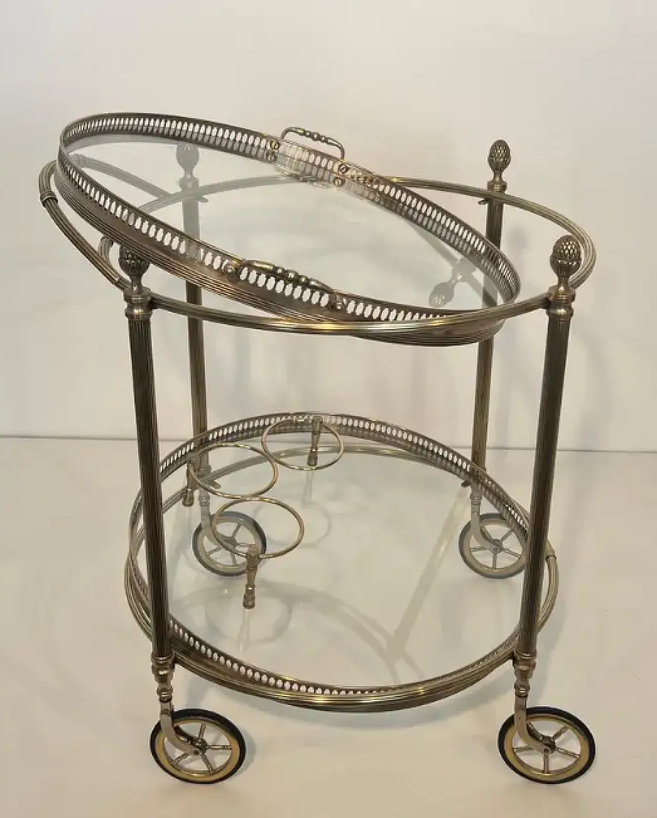 Pair of silver-plated brass trolleys by Maison Bagués, 1940s 5