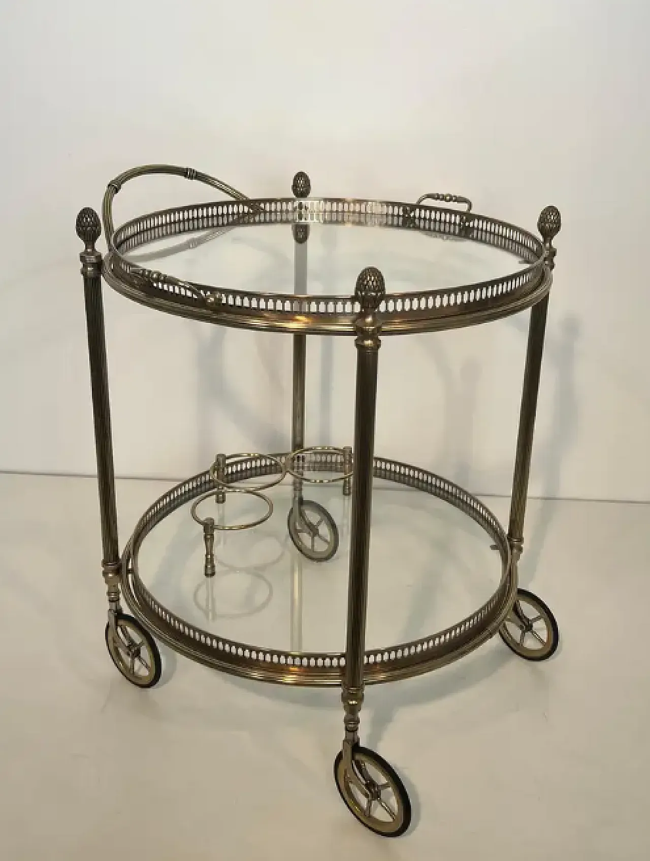 Pair of silver-plated brass trolleys by Maison Bagués, 1940s 6