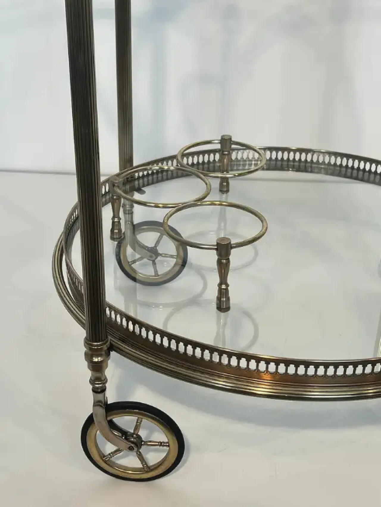 Pair of silver-plated brass trolleys by Maison Bagués, 1940s 10