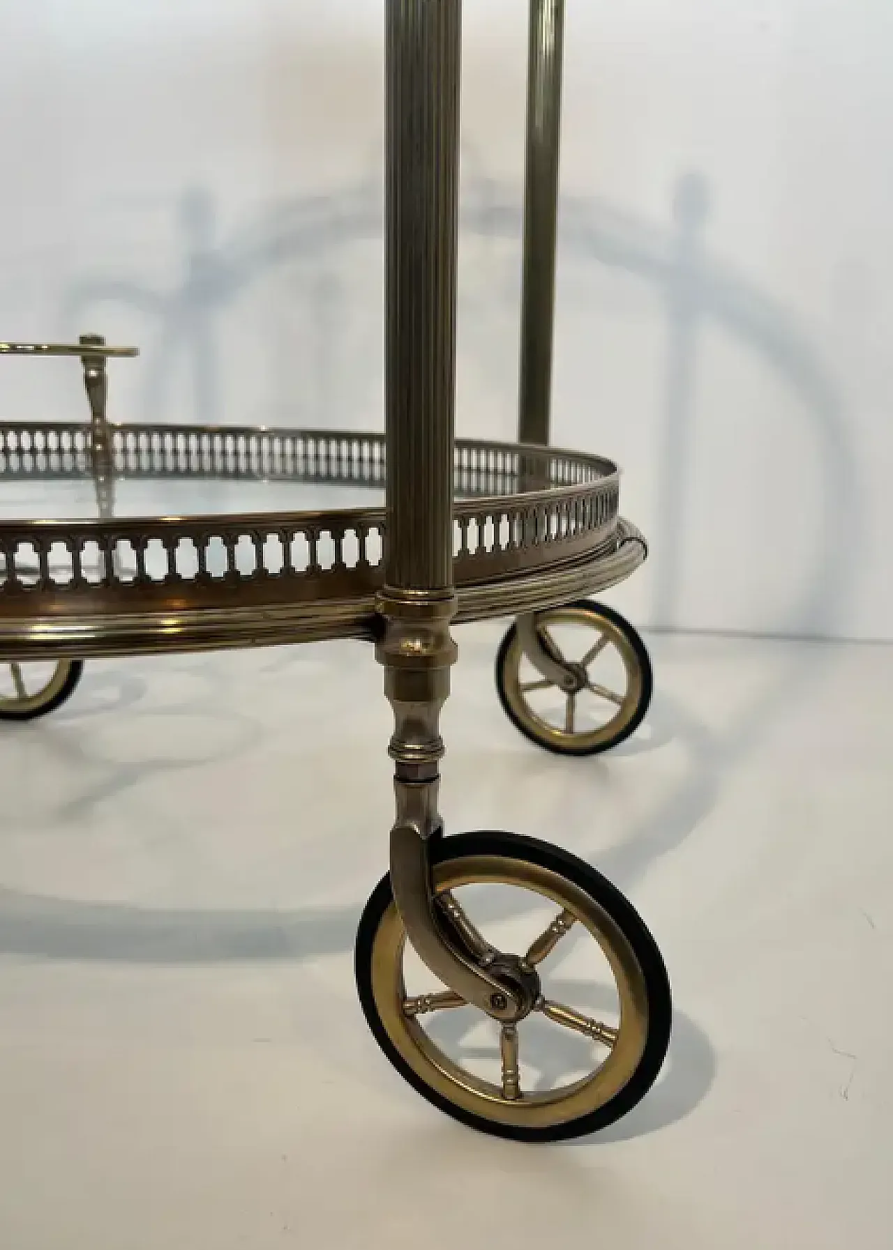 Pair of silver-plated brass trolleys by Maison Bagués, 1940s 11