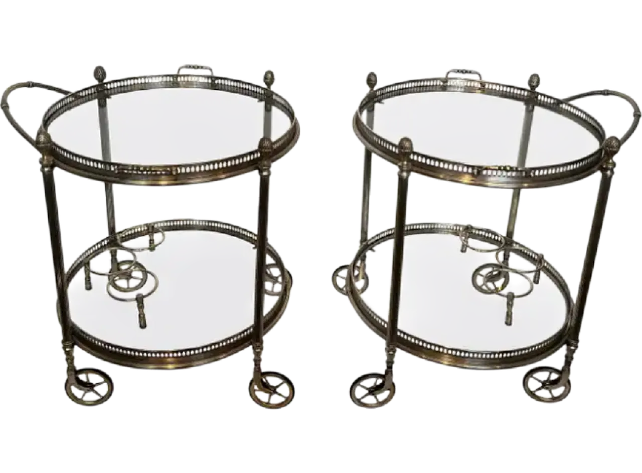 Pair of silver-plated brass trolleys by Maison Bagués, 1940s 18