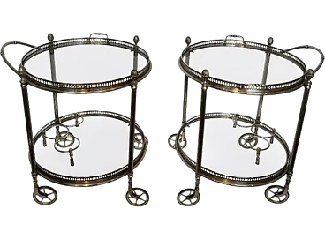 Pair of silver-plated brass trolleys by Maison Bagués, 1940s