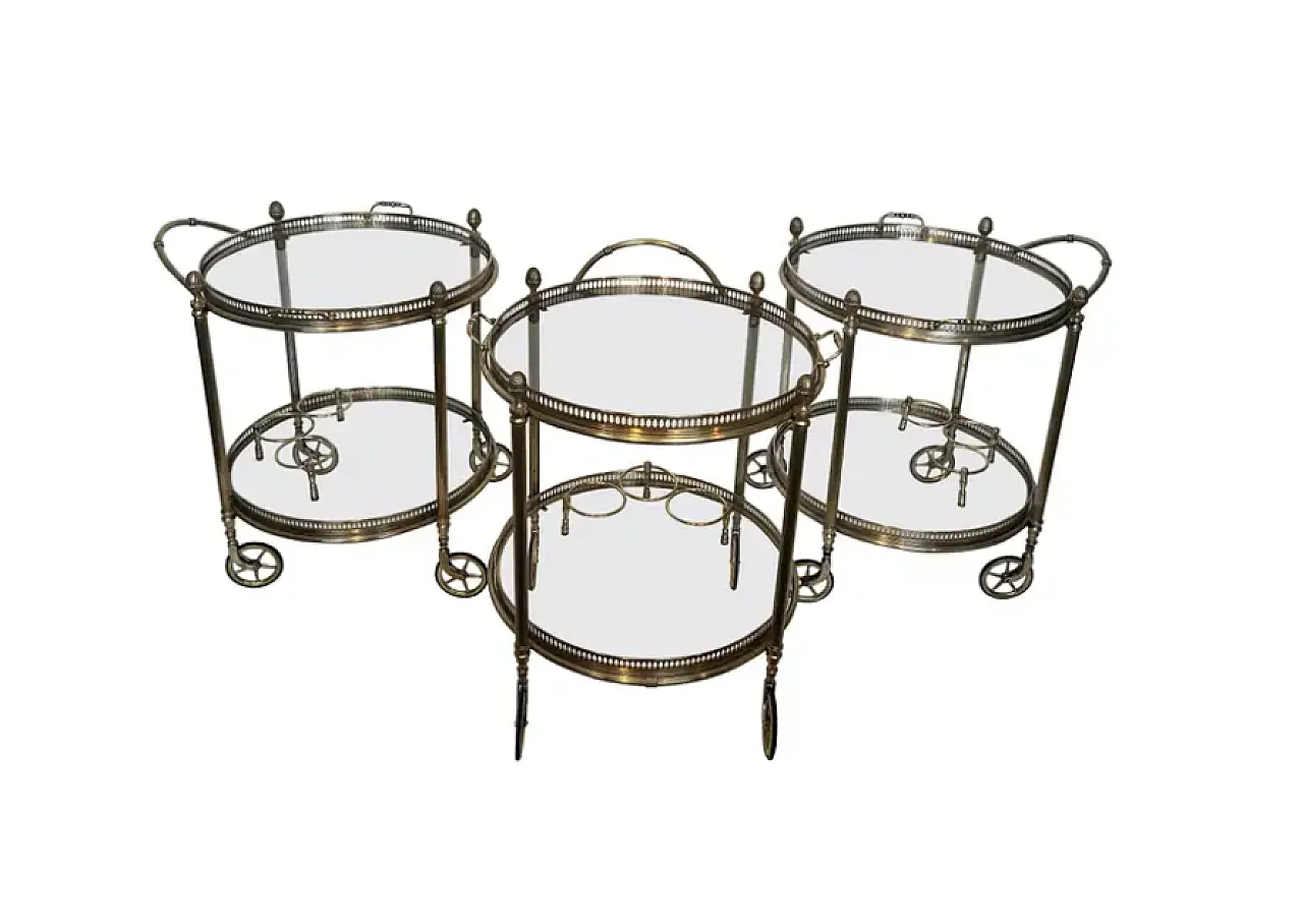 3 silver-plated brass carts by Maison Bagués, 1940s 8