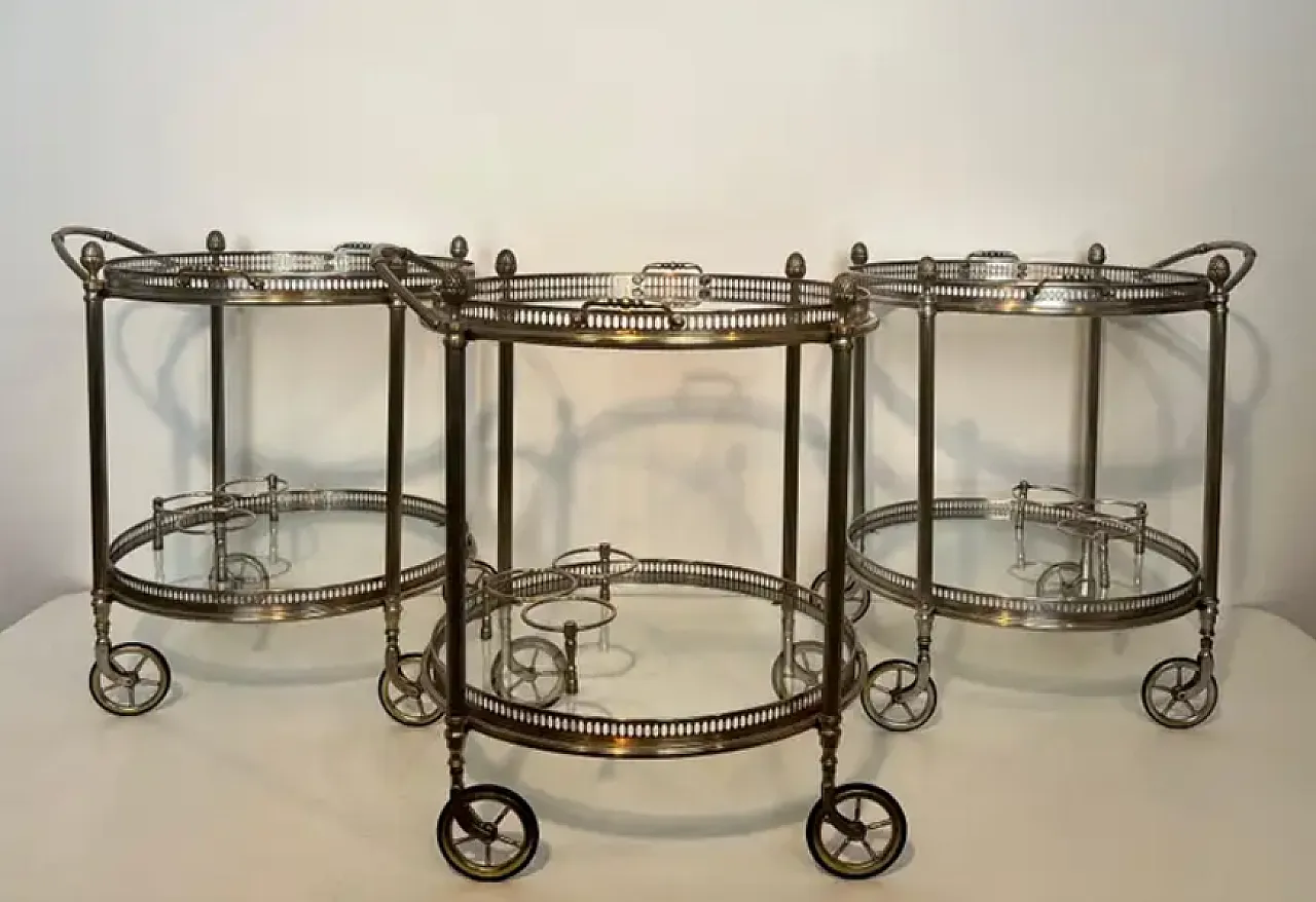 3 silver-plated brass carts by Maison Bagués, 1940s 9