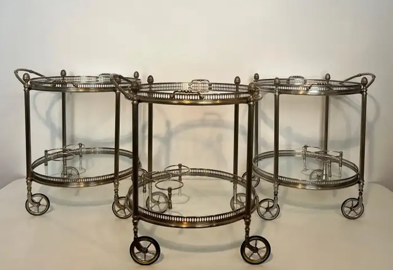 3 silver-plated brass carts by Maison Bagués, 1940s 10