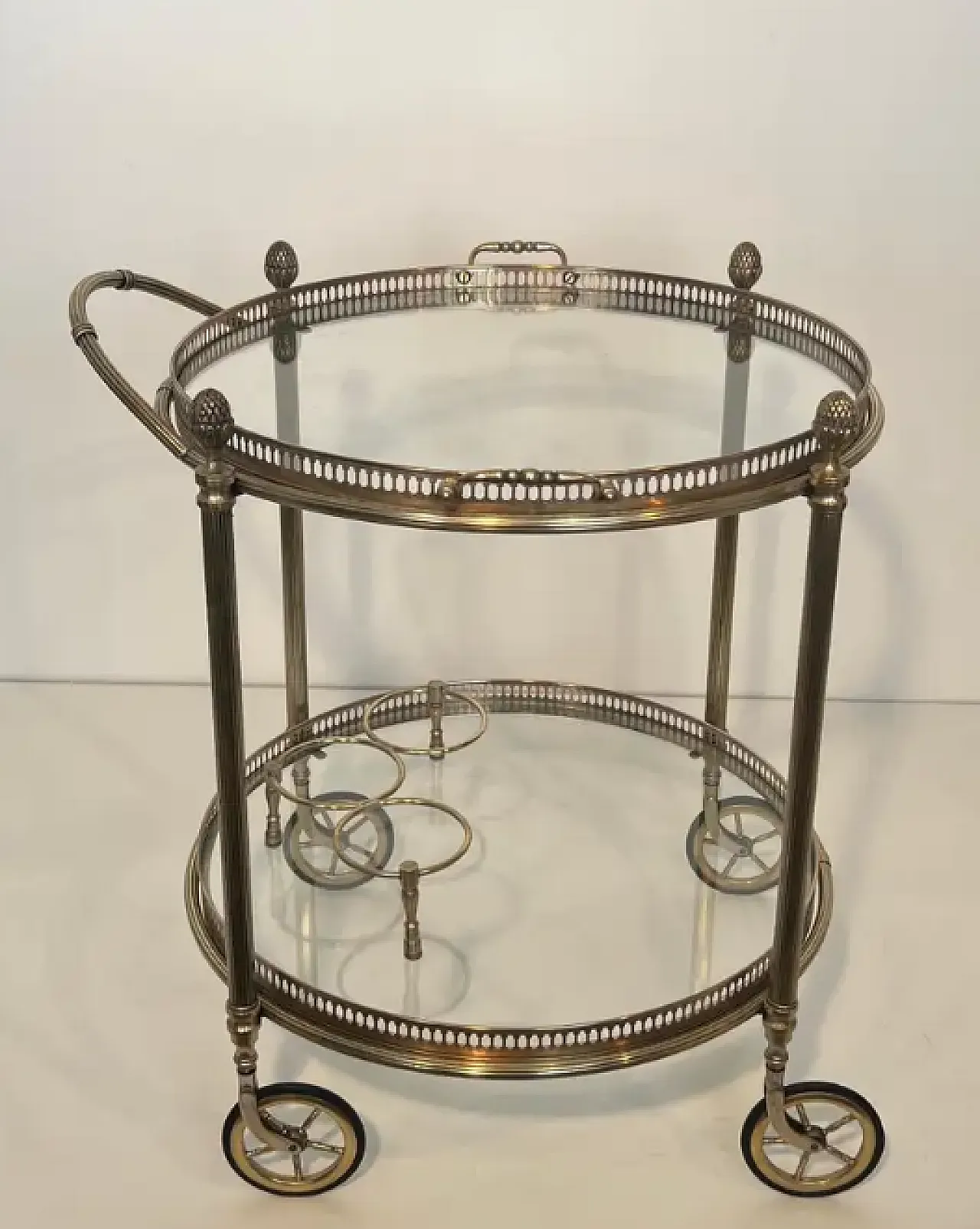 3 silver-plated brass carts by Maison Bagués, 1940s 12