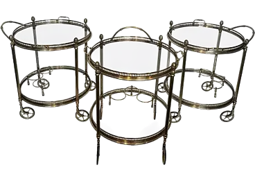 3 silver-plated brass carts by Maison Bagués, 1940s