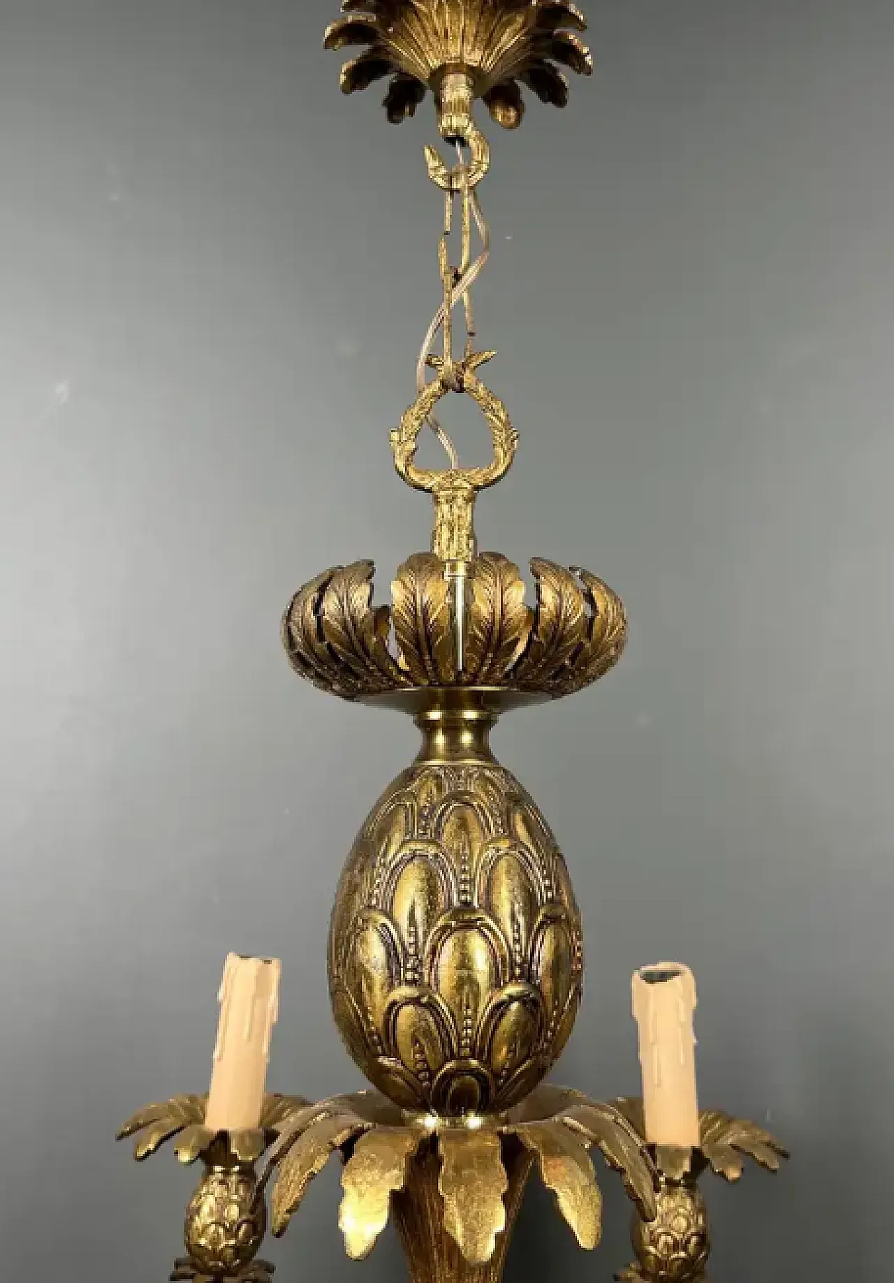 Bronze pineapple chandelier with 8 arms, 1960s 5