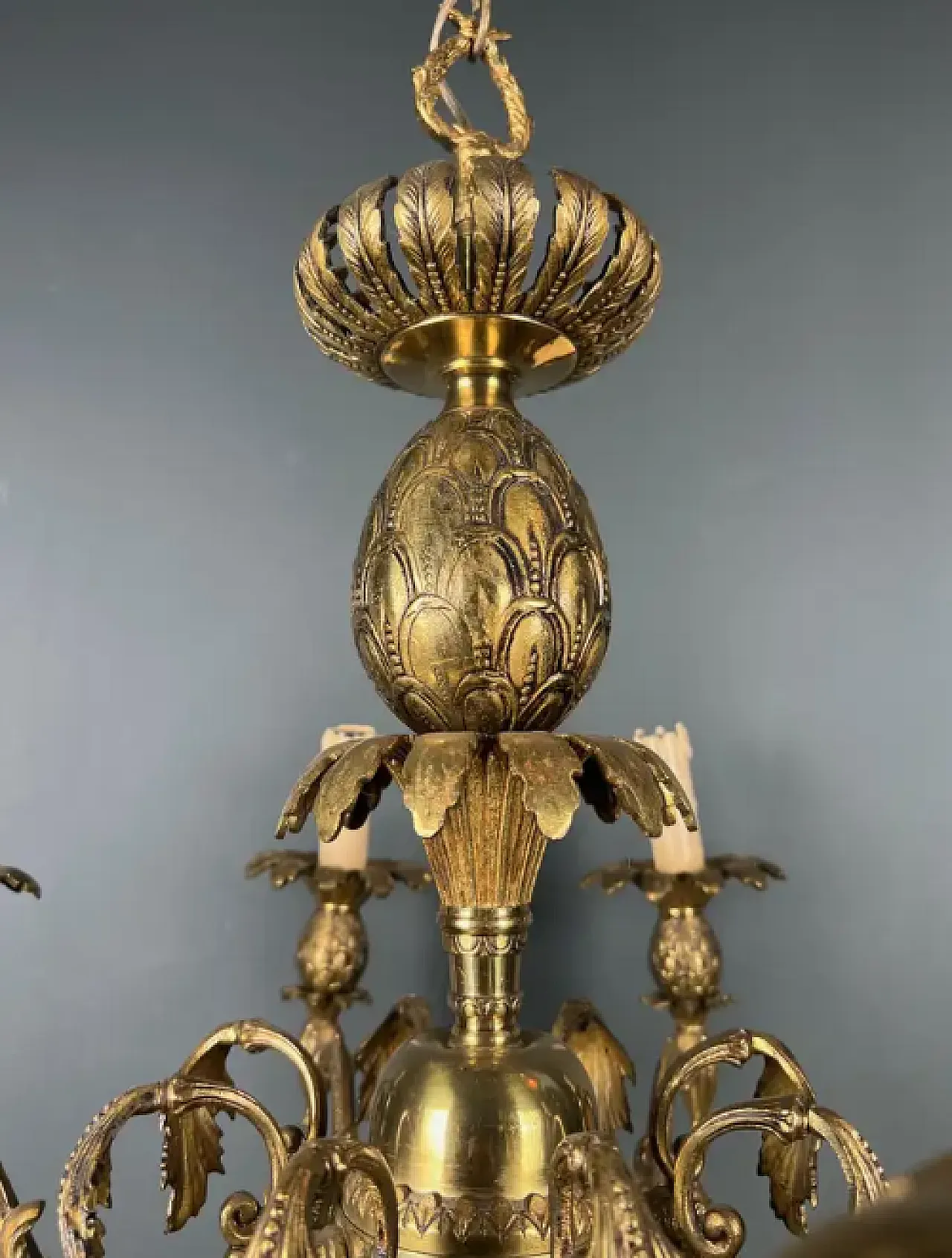 Bronze pineapple chandelier with 8 arms, 1960s 7