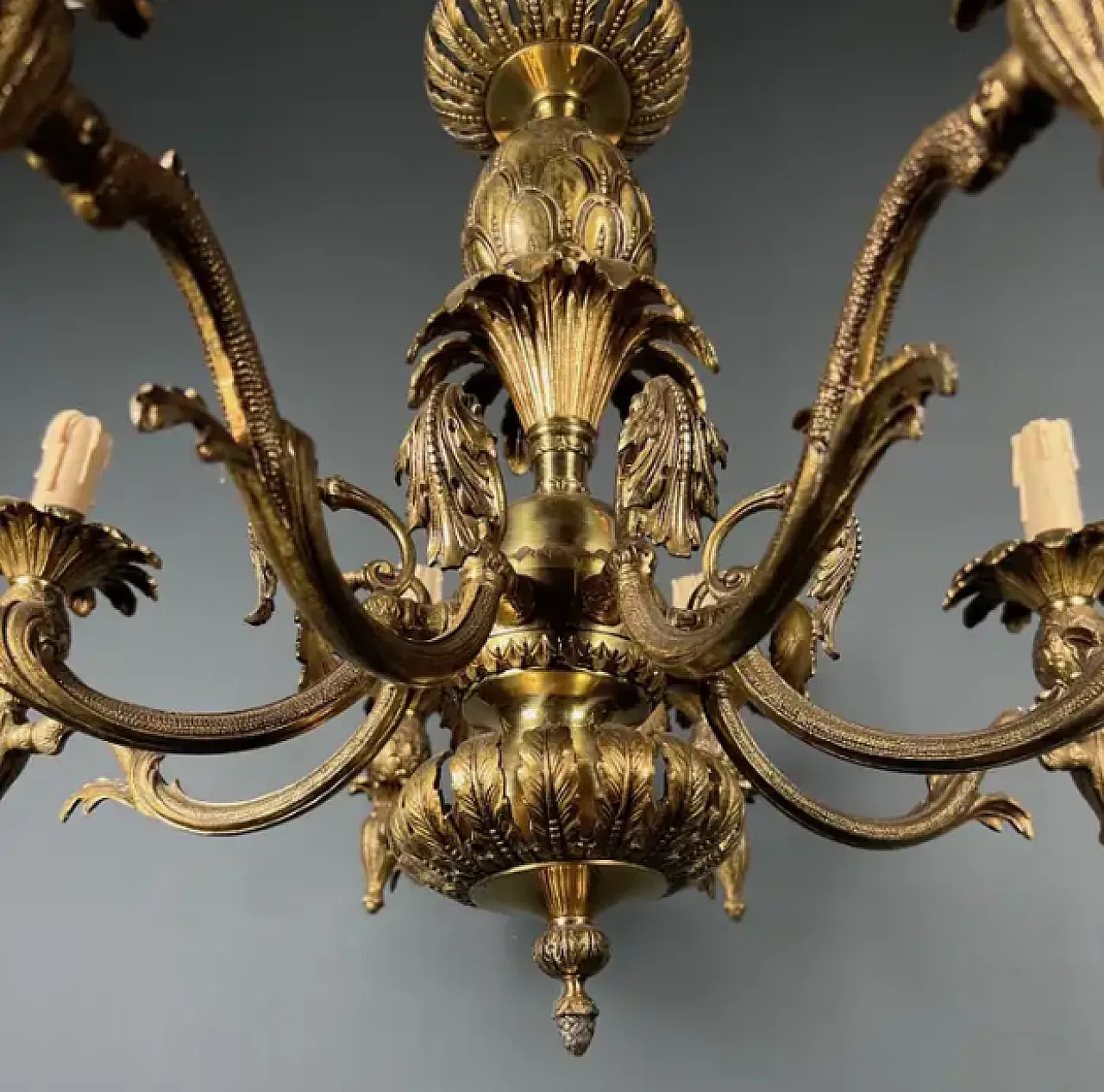 Bronze pineapple chandelier with 8 arms, 1960s 9